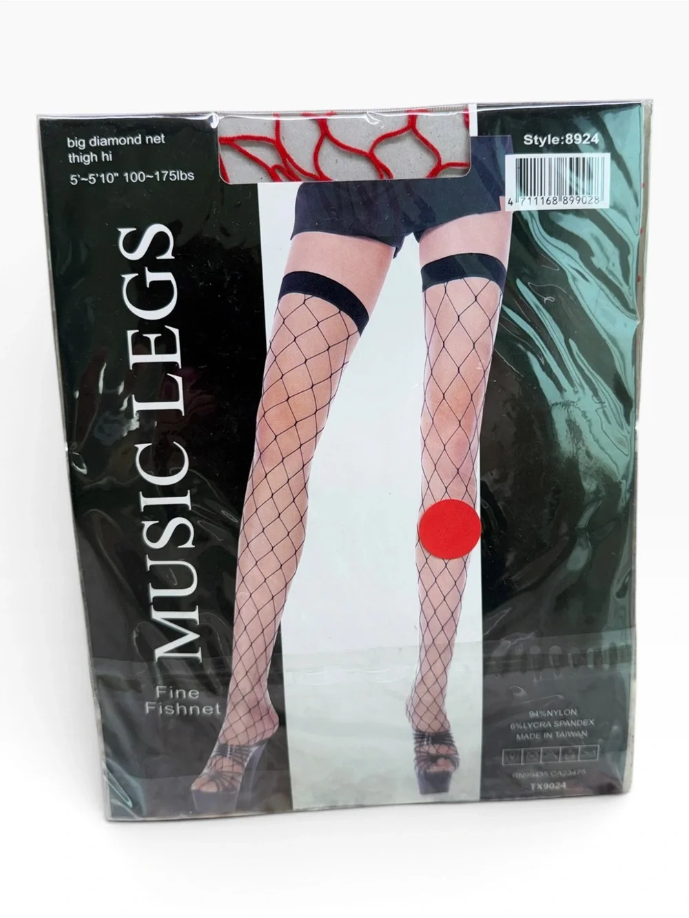 Music Legs Big Diamond Net Thigh Hi Stockings Red 8924 OS Fits 5’-5’10”